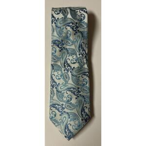 Mens Canali Teal/Blue Paisley Silk Tie Italy